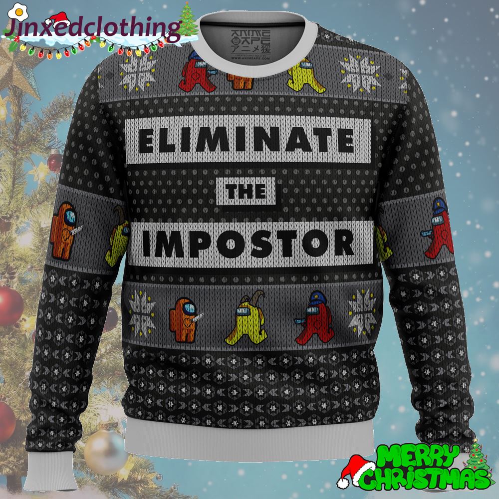 Eliminate The Impostor Among Us Ugly Christmas Sweater Xmas Party 